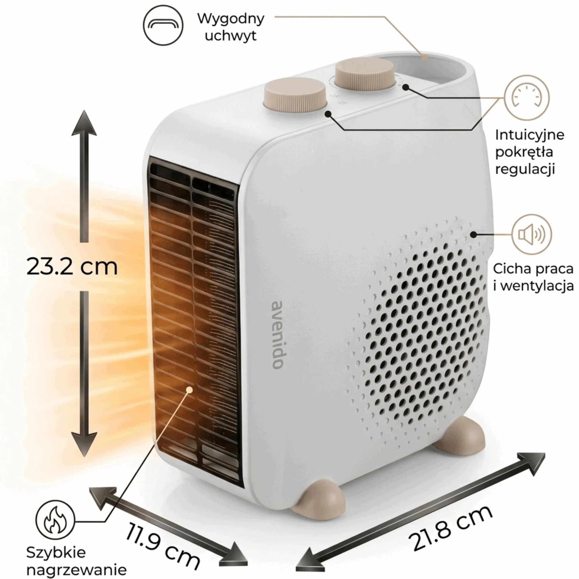Termoventiliatorius avenido AV7760, elektrinis šildytuvas 2000 W, su termostatu