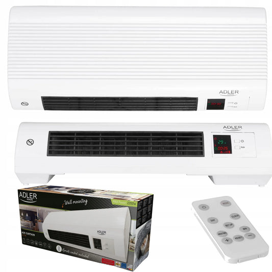 Termoventiliatorius KURTYNA 2200 W su pulteliu, laikmačiu ir atviro lango aptikimu