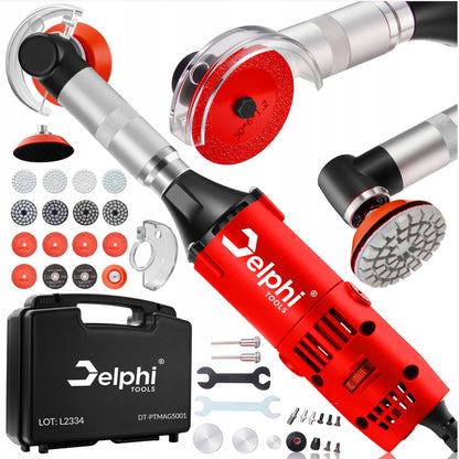 Tiksli mini kampinė šlifavimo mašina Delphi Tools, 500W, su reguliavimu ir priedais
