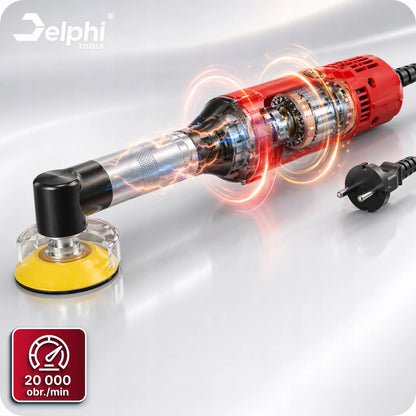 Tiksli mini kampinė šlifavimo mašina Delphi Tools, 500W, su reguliavimu ir priedais