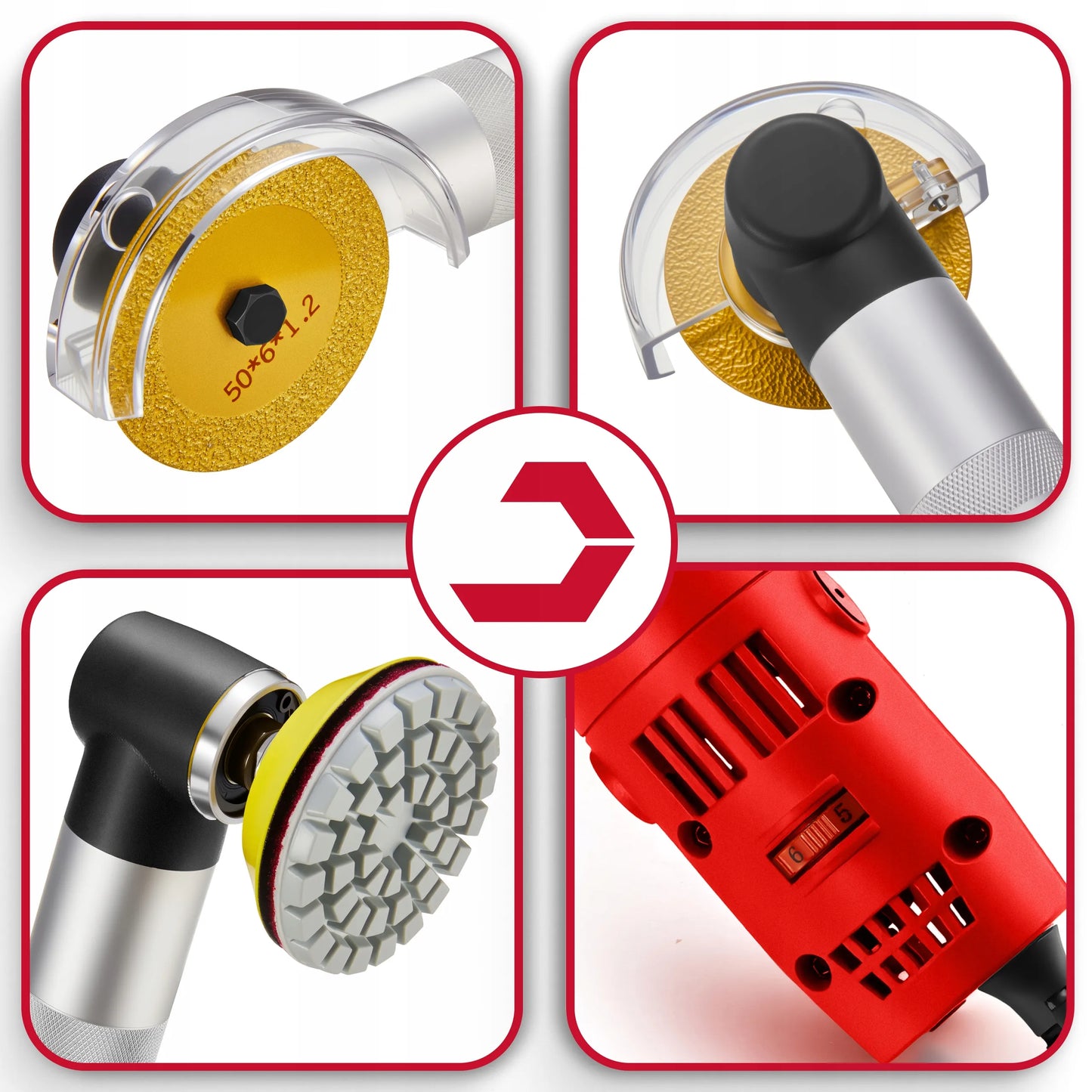Tiksli mini kampinė šlifavimo mašina Delphi Tools, 500W, su reguliavimu ir priedais