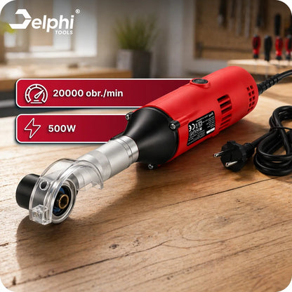 Tiksli mini kampinė šlifavimo mašina Delphi Tools, 500W, su reguliavimu ir priedais