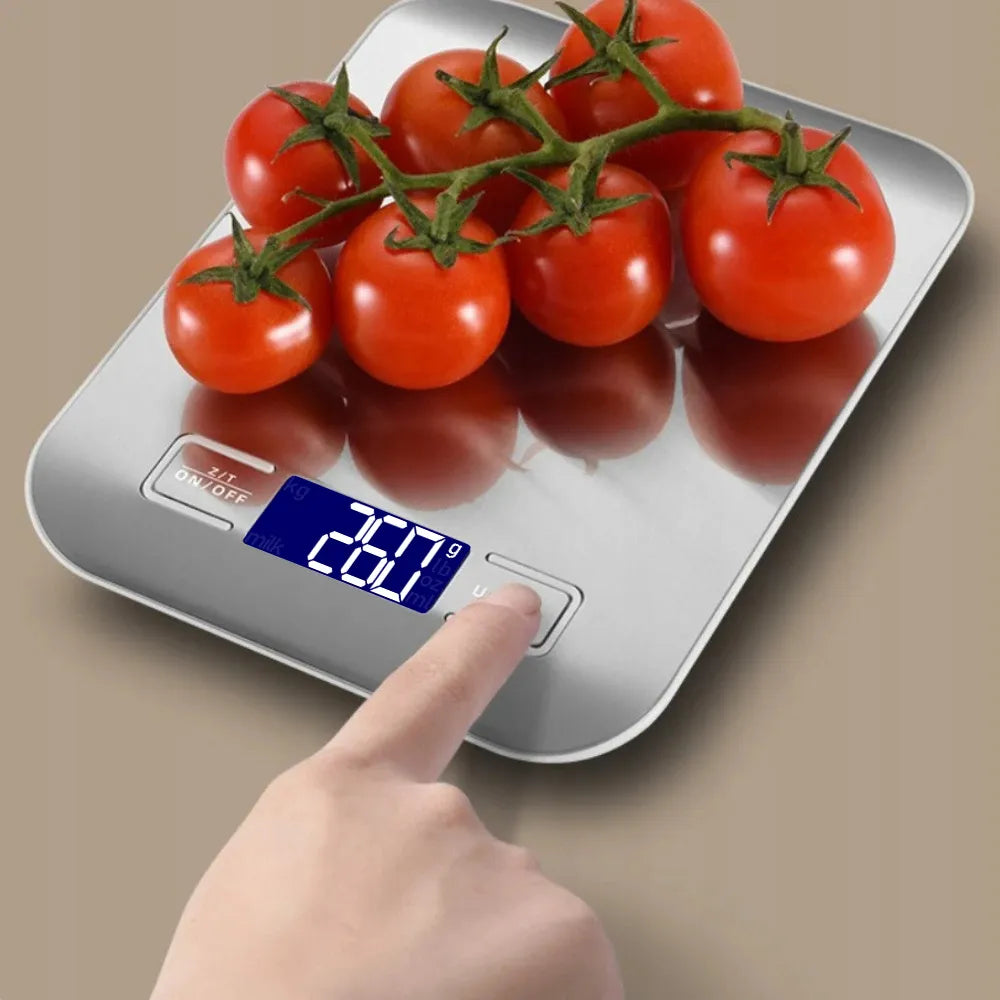 Tikslios elektroninės virtuvinės ir juvelyrinės svarstyklės 10 kg 1 g, su taros funkcija, LCD ekranu ir baterijomis