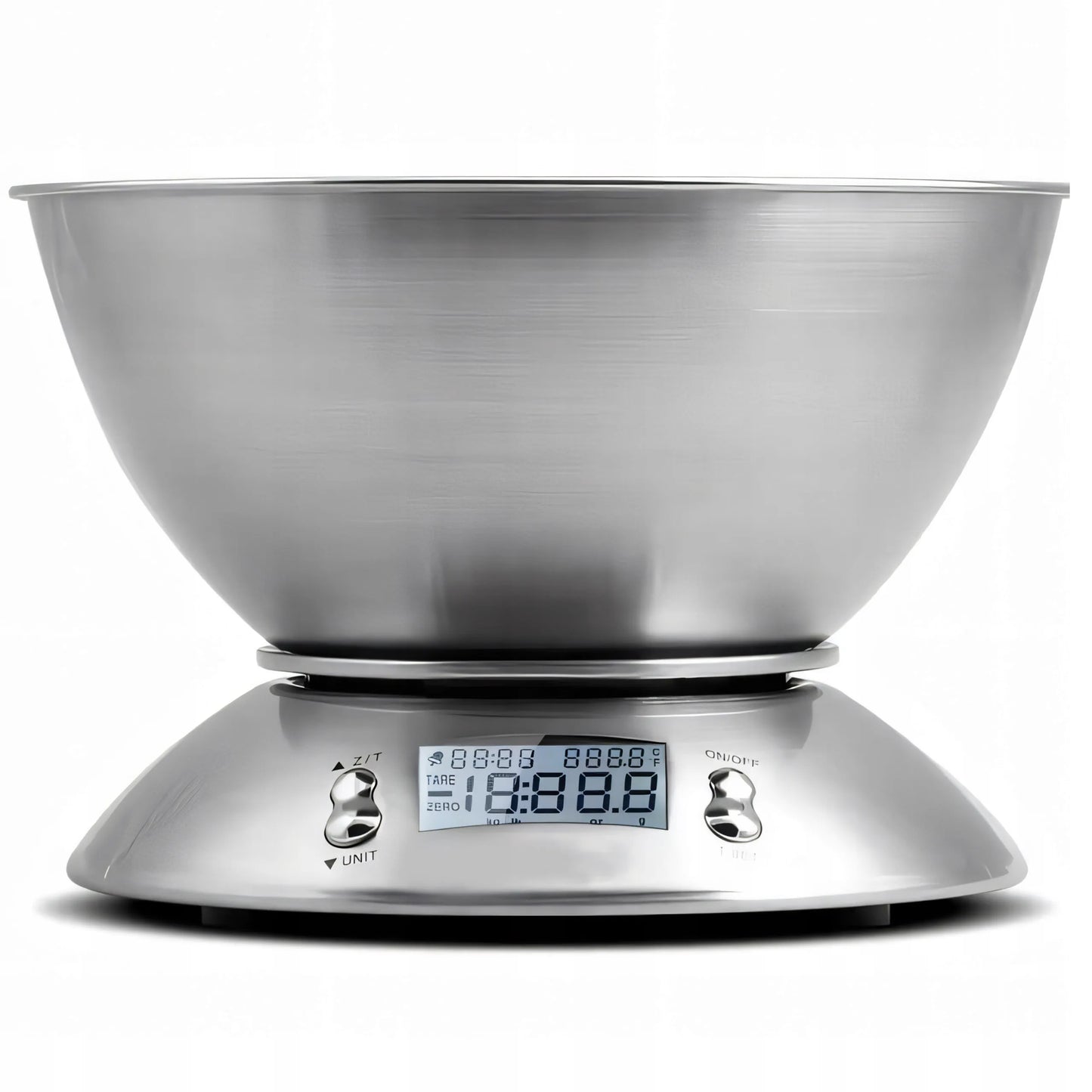 TIKSLIOS ELEKTRONINĖS VIRTUVINĖS SVARSTYKLĖS SU DUBENIU 1G-5KG INOX LAIKMATIS TERMOMETRAS