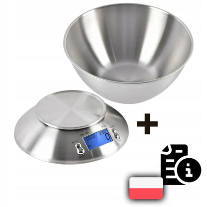 TIKSLIOS ELEKTRONINĖS VIRTUVINĖS SVARSTYKLĖS SU DUBENIU 1G-5KG INOX LAIKMATIS TERMOMETRAS