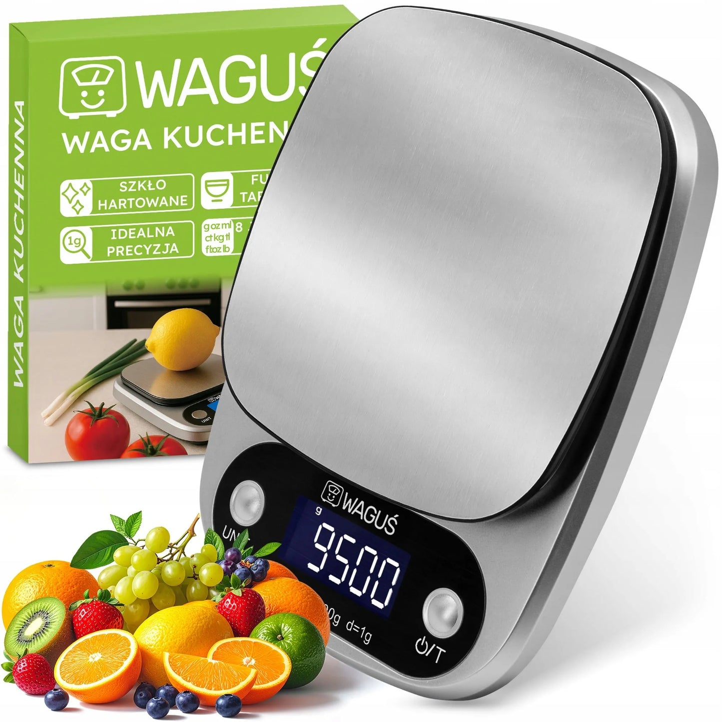 Tiksliosios virtuvinės svarstyklės Waguś iki 10 kg, 1 g su LCD ekranu