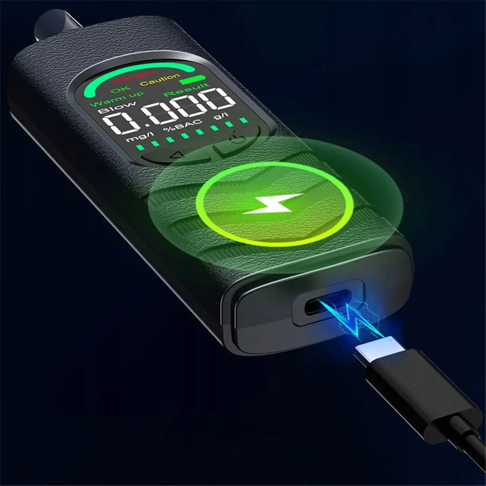 Tikslus skaitmeninis elektrocheminis alkotesteris su LCD ekranu ir 5 antgaliais