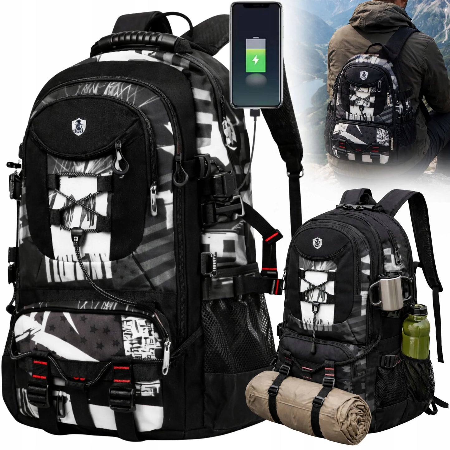 Trekkinginė turistinė kuprinė stovyklavimui kelionėms į kalnus 30L Survival