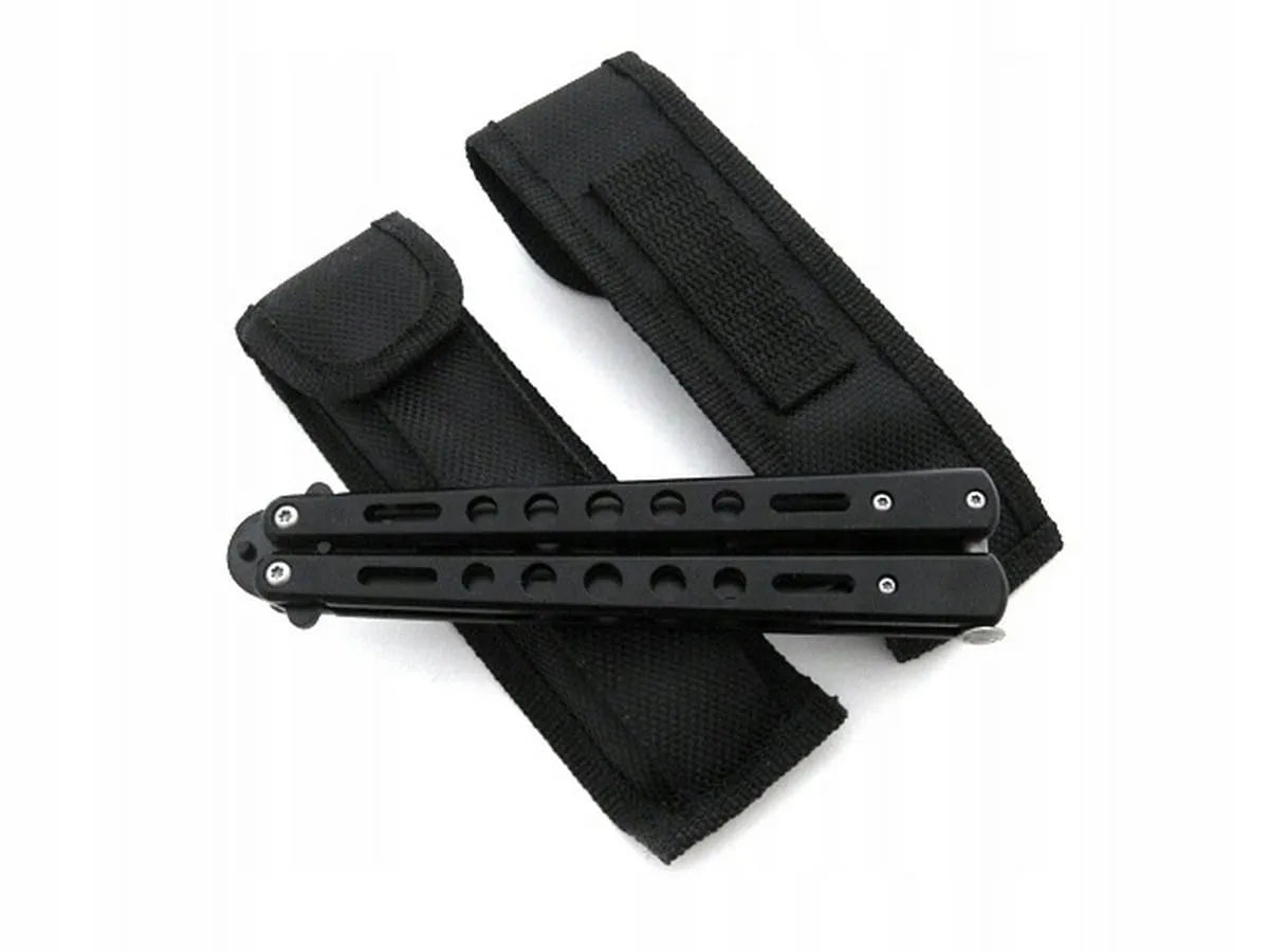 Treniruojamasis balisong peilis, juodas su dėklu