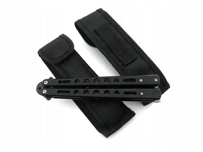Treniruojamasis balisong peilis, juodas su dėklu