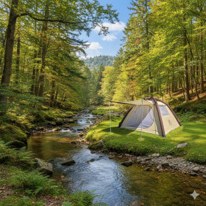 Turistinė 3 vietų kempingo palapinė, atspari vandeniui, pripučiama