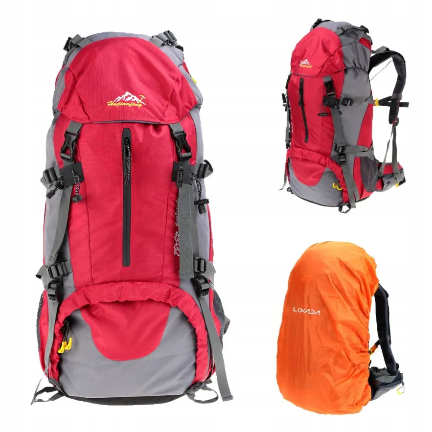 Turistinė kuprinė 45+5l Climber 1 RAUDONA su uždangalu nuo lietaus