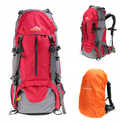 Turistinė kuprinė 45+5l Climber 1 RAUDONA su uždangalu nuo lietaus