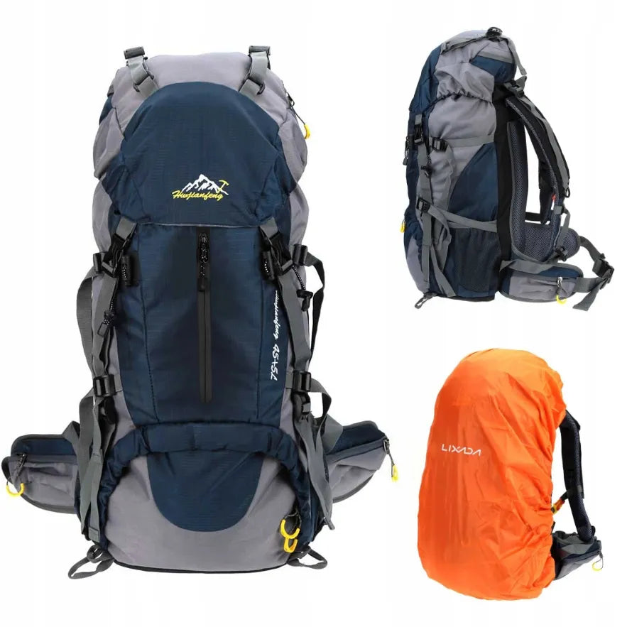 Turistinė kuprinė 45+5l Climber 1, tamsiai mėlyna, su apsauga nuo lietaus