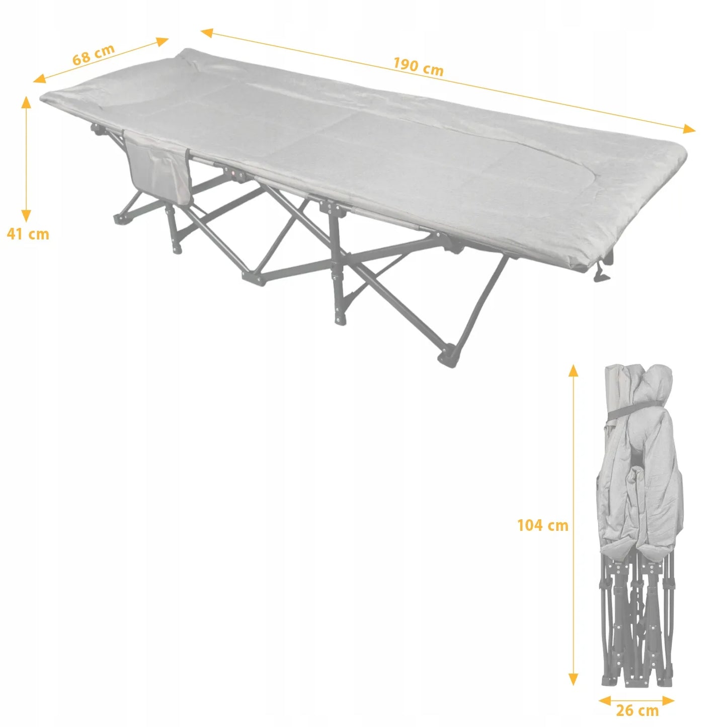 Turistinė lova Goliat 190x68 cm sulankstoma patogi lauko gultas
