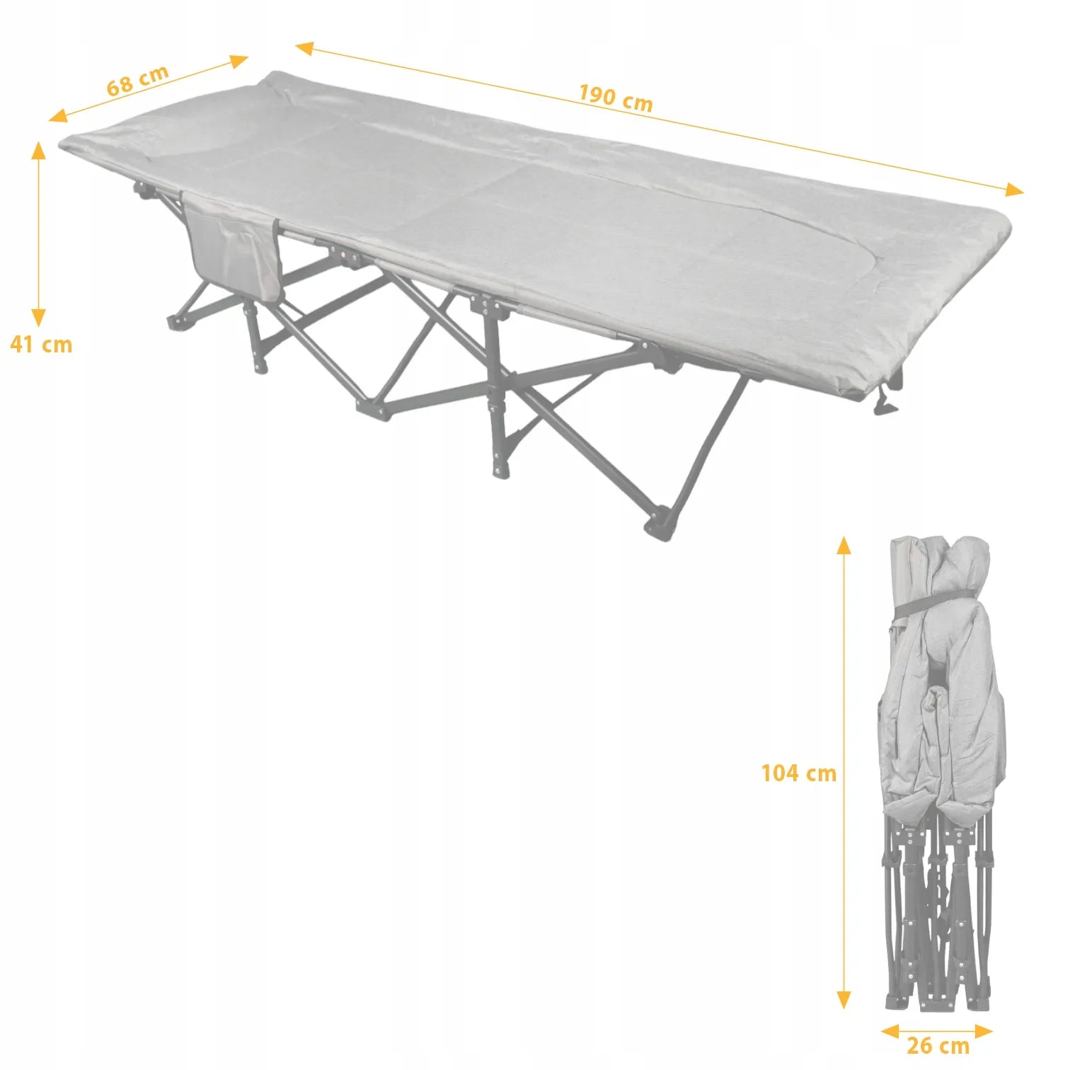 Turistinė lova Goliat 190x68 cm sulankstoma patogi lauko gultas