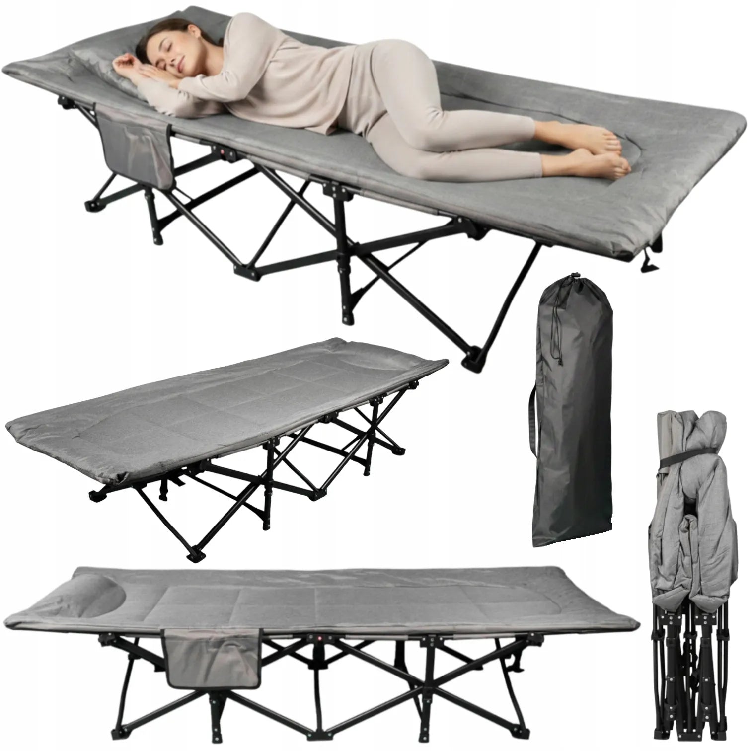 Turistinė lova Goliat 190x68 cm sulankstoma patogi lauko gultas