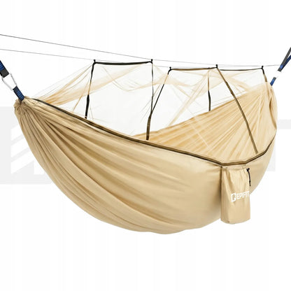 Turistinis hamakas su tinkleliu nuo uodų dvivietis didelis 330x140 cm 200 kg sodo