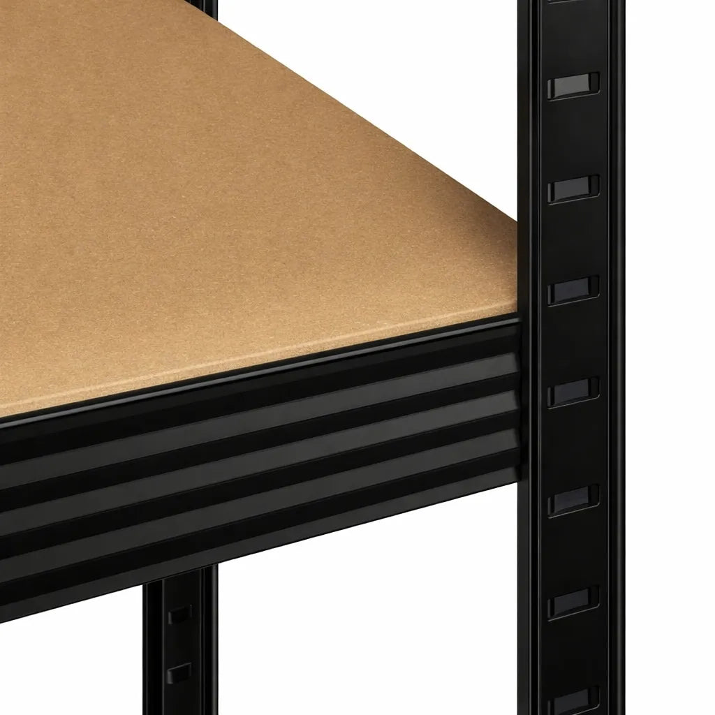 Tvirtas metalinis sandėlio lentynų komplektas 180x90x40 cm, cinkuotas, 5 MDF lentynos, 180 kg/lentynai, 900 kg