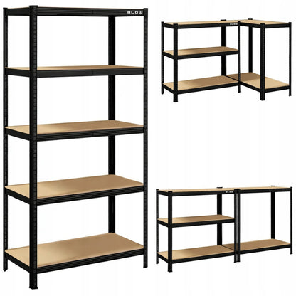 Tvirtas metalinis sandėlio lentynų komplektas 180x90x40 cm, cinkuotas, 5 MDF lentynos, 180 kg/lentynai, 900 kg