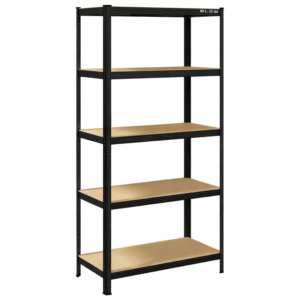 Tvirtas metalinis sandėlio lentynų komplektas 180x90x40 cm, cinkuotas, 5 MDF lentynos, 180 kg/lentynai, 900 kg