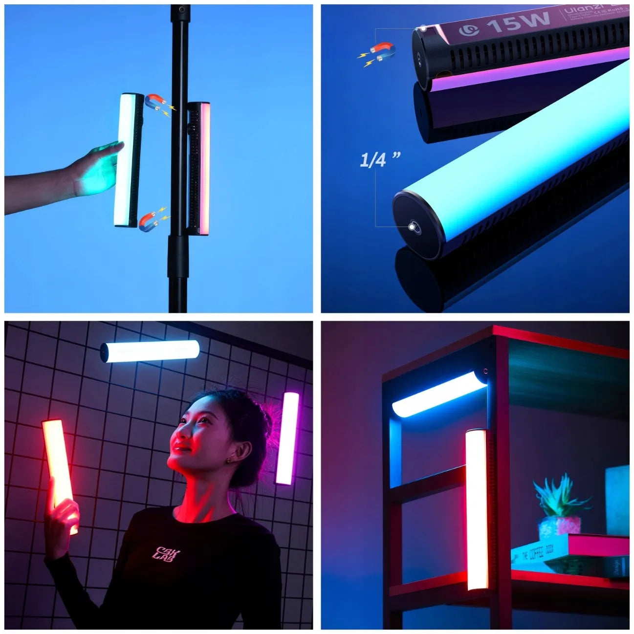 ULANZI B15 RGB 15W LED lempa fotografijai video studijai fotoaparatui kamerai VLOG