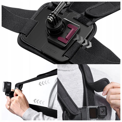 ULANZI CM028 GO-QUICK II krūtinės diržai GoPro, DJI, Insta360 kameroms ir išmaniesiems telefonams