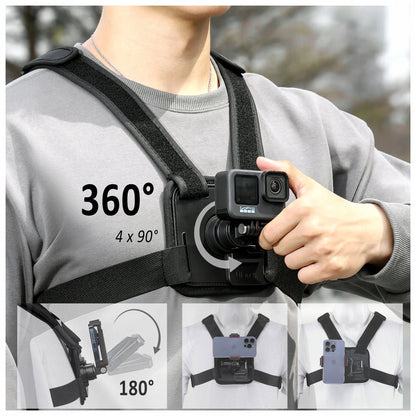 ULANZI CM028 GO-QUICK II krūtinės diržai GoPro, DJI, Insta360 kameroms ir išmaniesiems telefonams