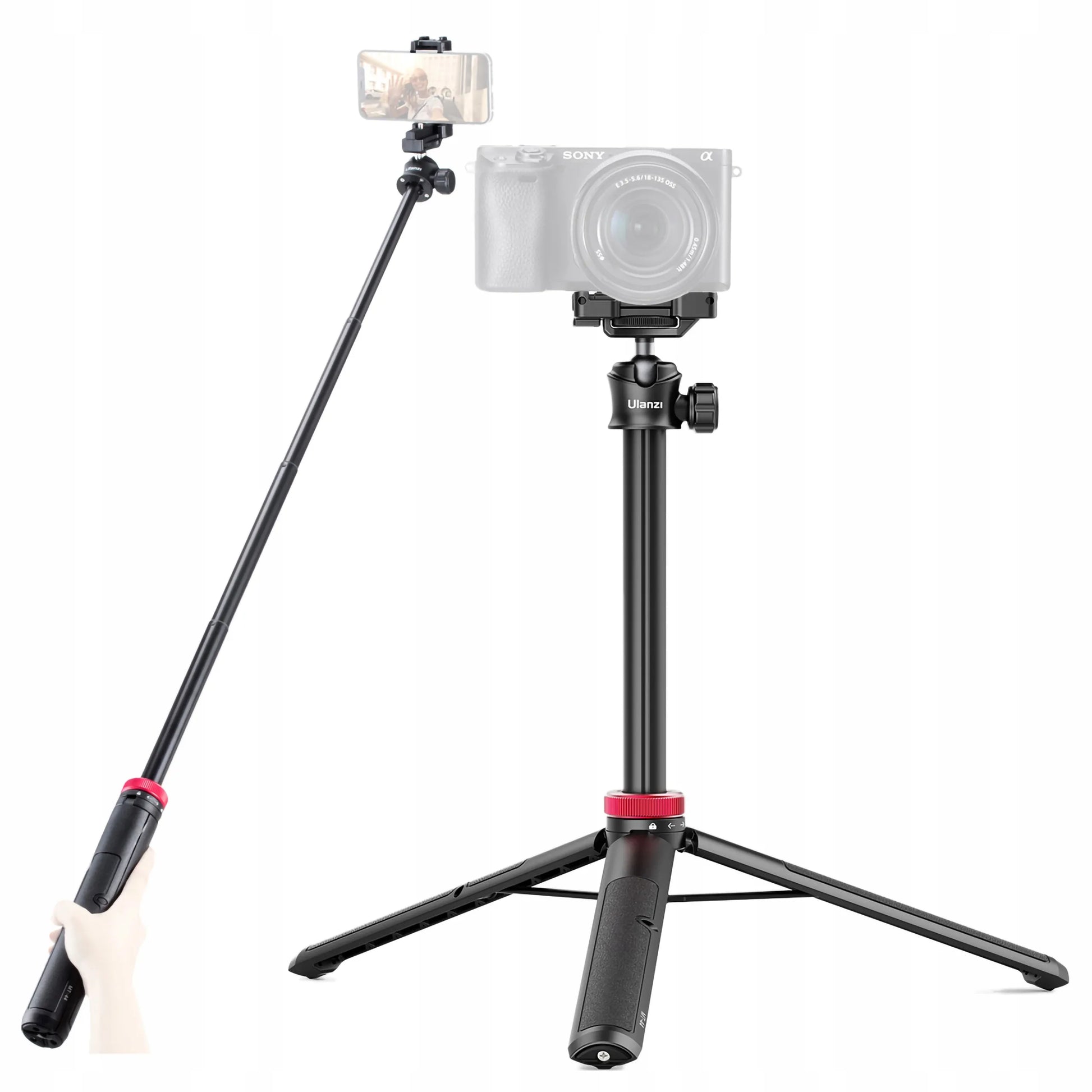 Ulanzi MT-44 trikojis monopodas asmenukių lazda kamerai, aparatui ir telefonui, keliamoji galia 1,5 kg