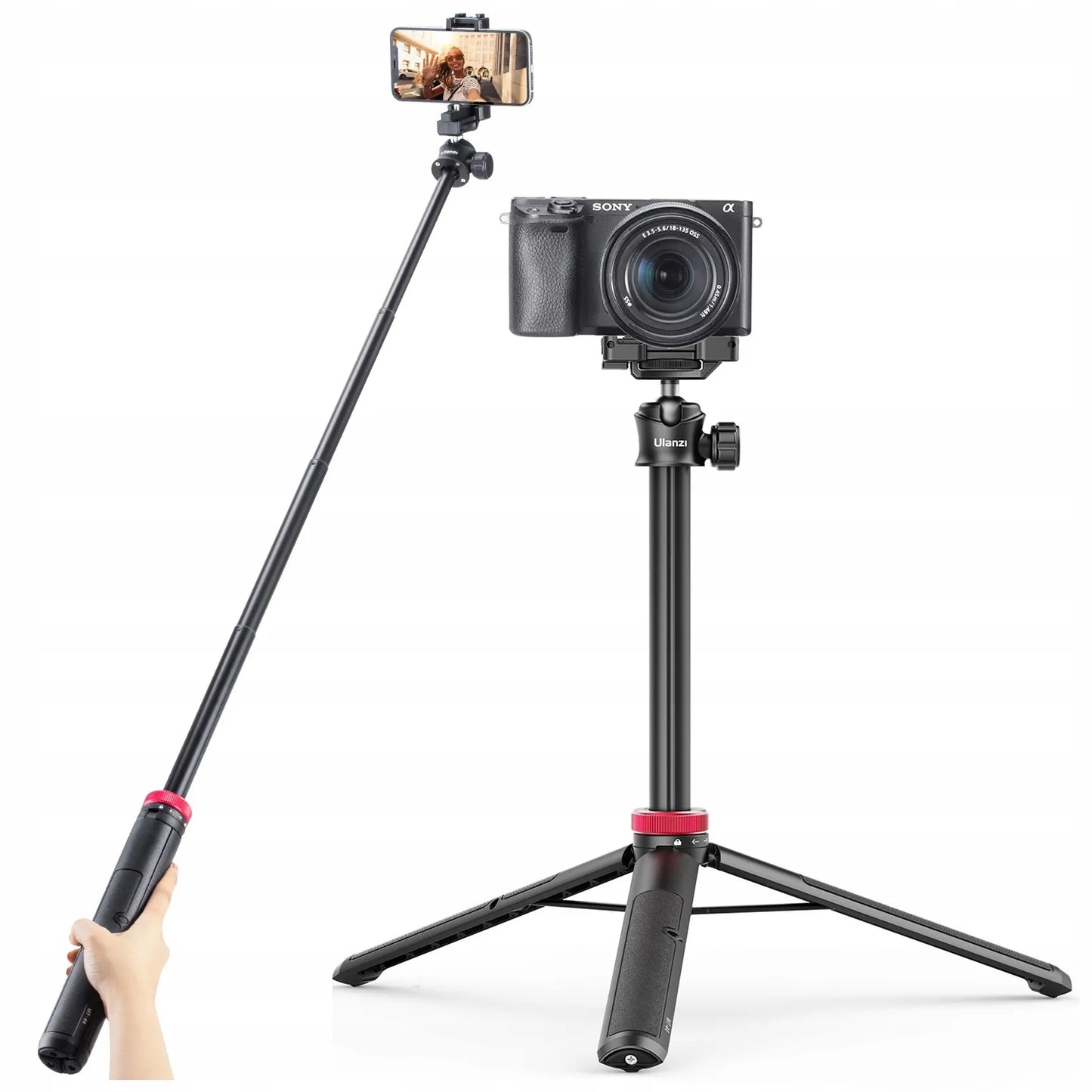 Ulanzi MT-44 trikojis monopodas asmenukių lazda kamerai, aparatui ir telefonui, keliamoji galia 1,5 kg