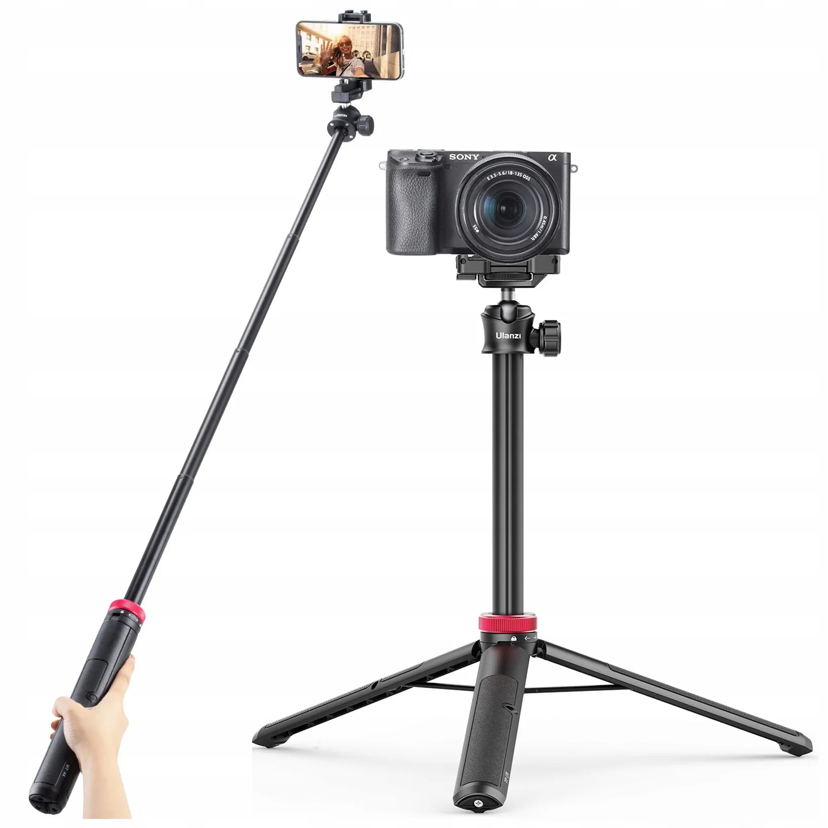 Ulanzi MT-44 trikojis monopodas asmenukių lazda kamerai, aparatui ir telefonui, keliamoji galia 1,5 kg
