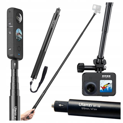 Ulanzi MT-58 monopodas, skirtas „Insta360“ nematomai asmenukių lazdelei, 1210 mm