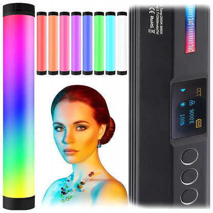 Ulanzi VL110 RGB šviesos diodų lempa, nuolatinis apšvietimas, šviesos lazda 1/4 colio jungtis + magnetas