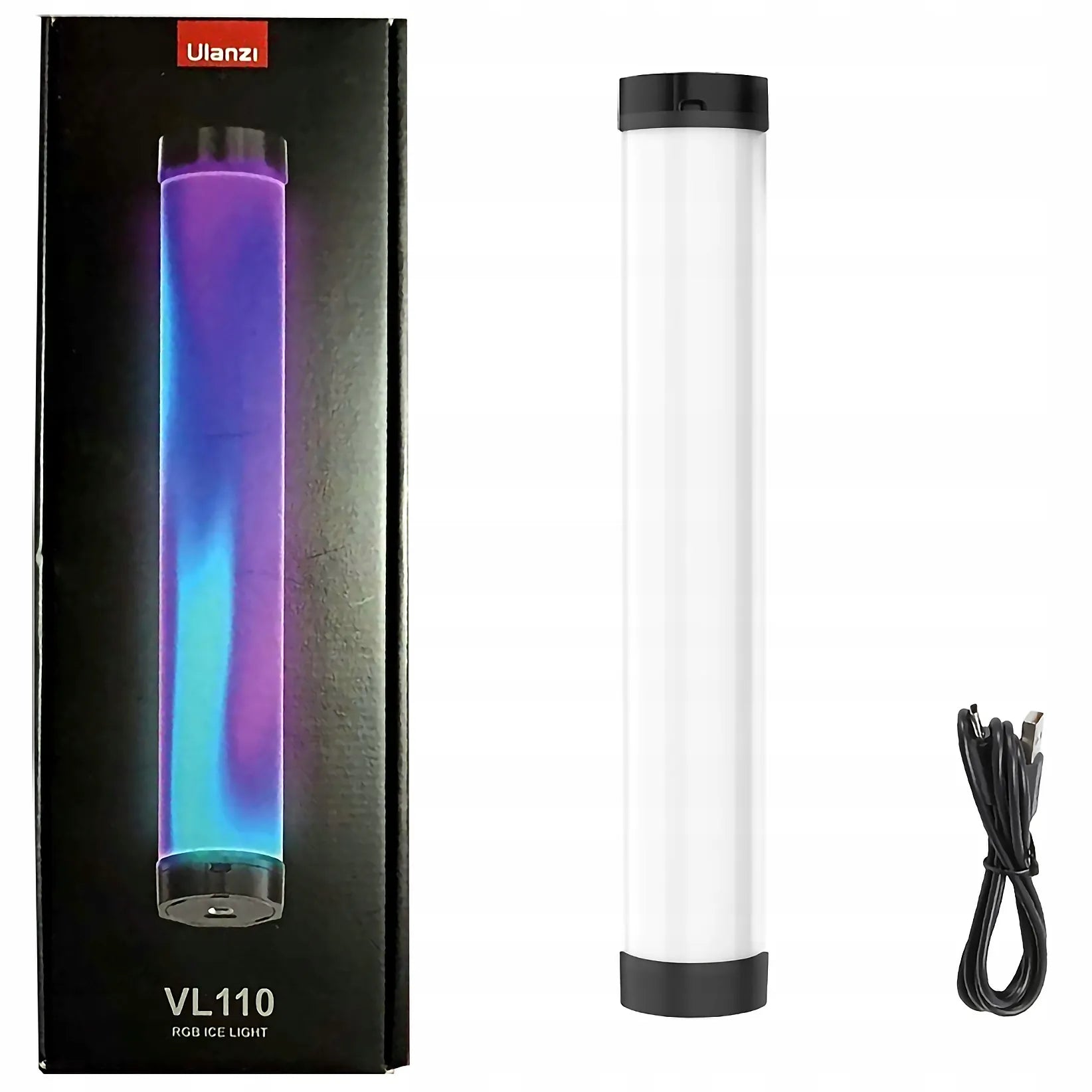 Ulanzi VL110 RGB šviesos diodų lempa, nuolatinis apšvietimas, šviesos lazda 1/4 colio jungtis + magnetas