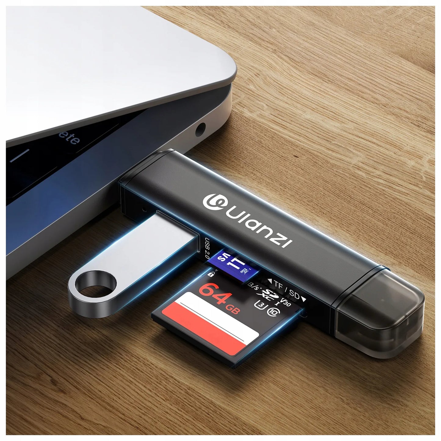 Ulanzi X117 3-in-1 atminties kortelių skaitytuvas, skirtas Apple iPhone USB-C SD Micro SD ir USB atmintinėms