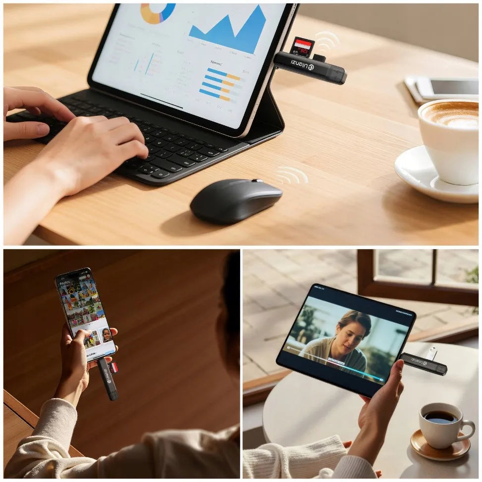 Ulanzi X117 3-in-1 atminties kortelių skaitytuvas, skirtas Apple iPhone USB-C SD Micro SD ir USB atmintinėms