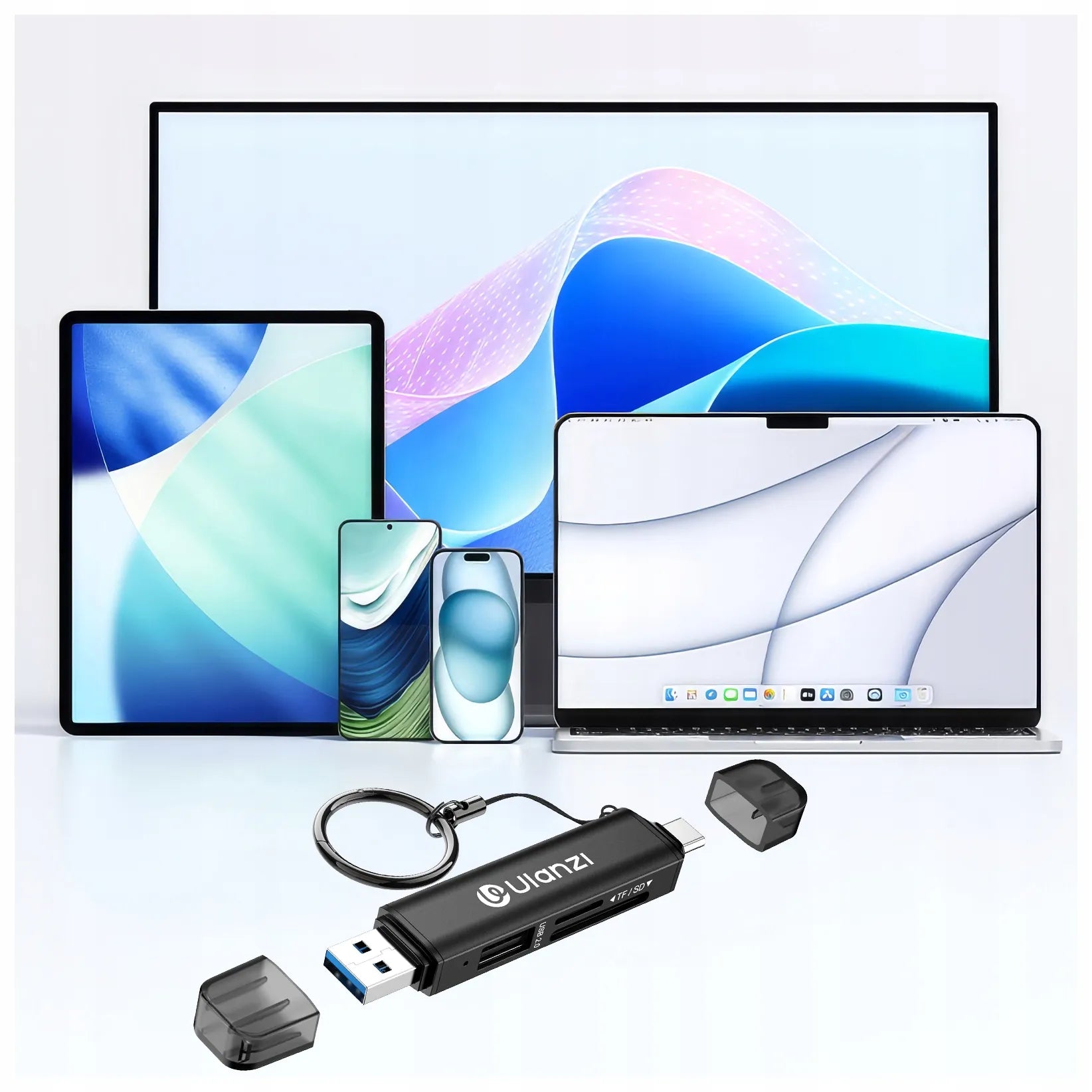 Ulanzi X117 3-in-1 atminties kortelių skaitytuvas, skirtas Apple iPhone USB-C SD Micro SD ir USB atmintinėms