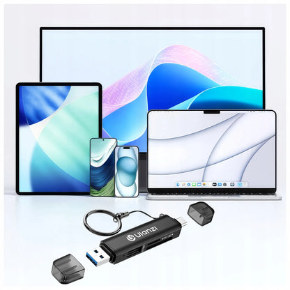 Ulanzi X117 3-in-1 atminties kortelių skaitytuvas, skirtas Apple iPhone USB-C SD Micro SD ir USB atmintinėms