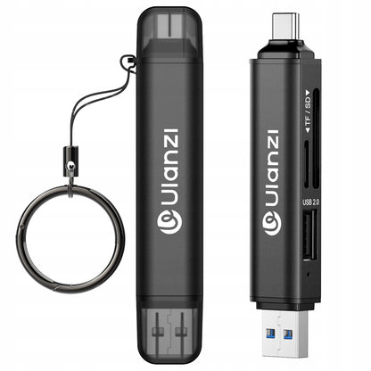 Ulanzi X117 3-in-1 atminties kortelių skaitytuvas, skirtas Apple iPhone USB-C SD Micro SD ir USB atmintinėms