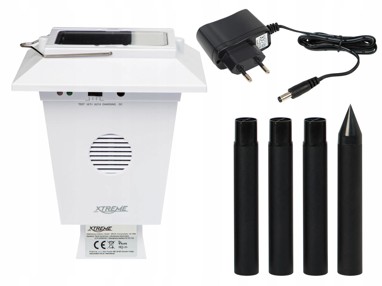 Ultragarsinis paukščių ir gyvūnų atbaidymo įrenginys XTREME, IP44, saulės energija