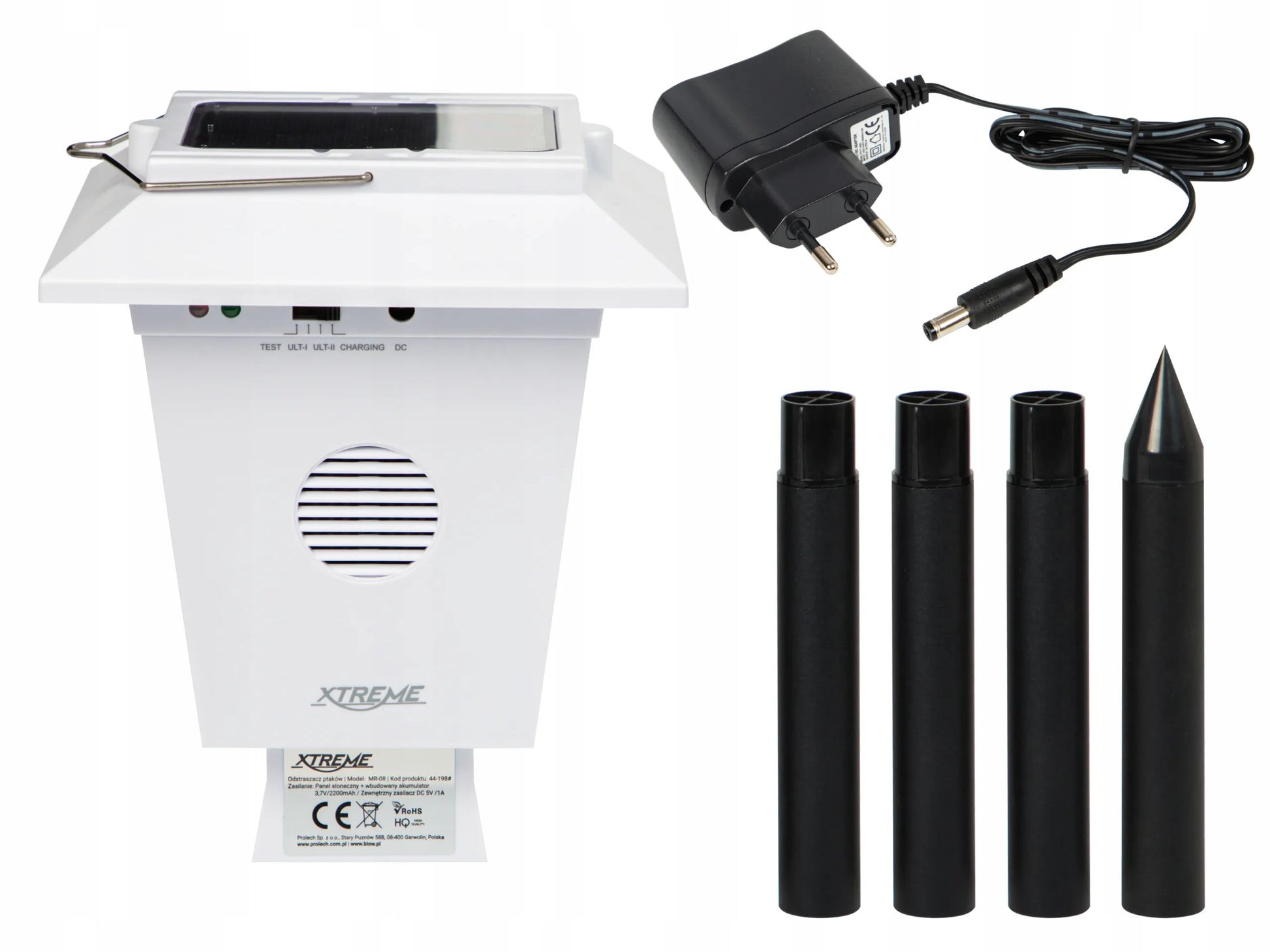 Ultragarsinis paukščių ir gyvūnų atbaidymo įrenginys XTREME, IP44, saulės energija