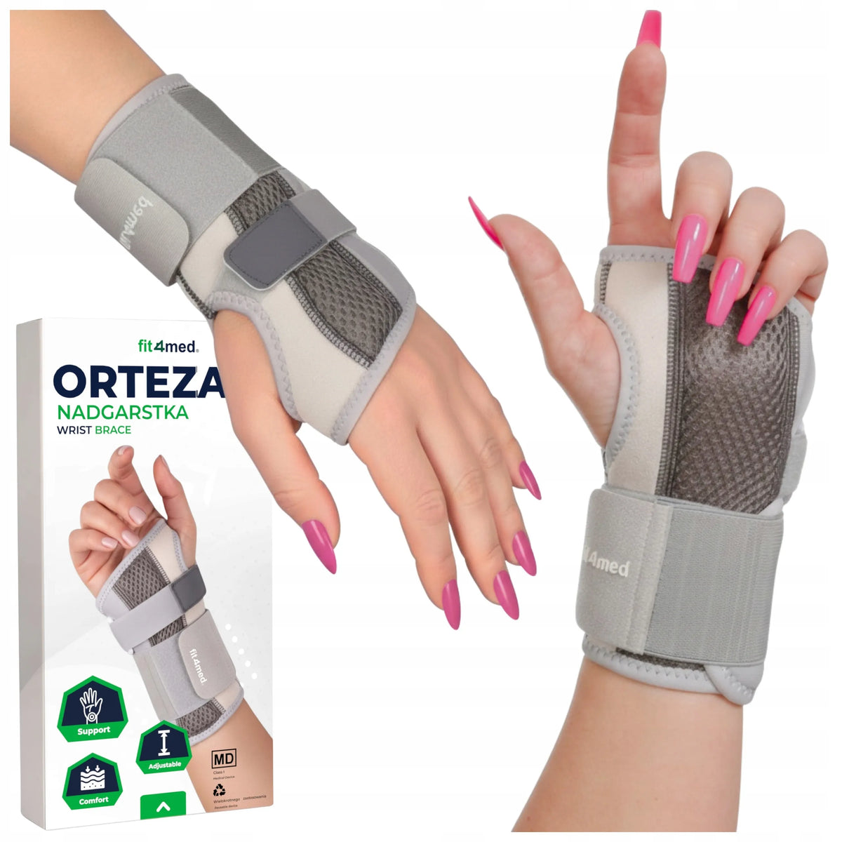 Universali kairiojo riešo ortozė „Fit4Med“ su išimamais įtvarais