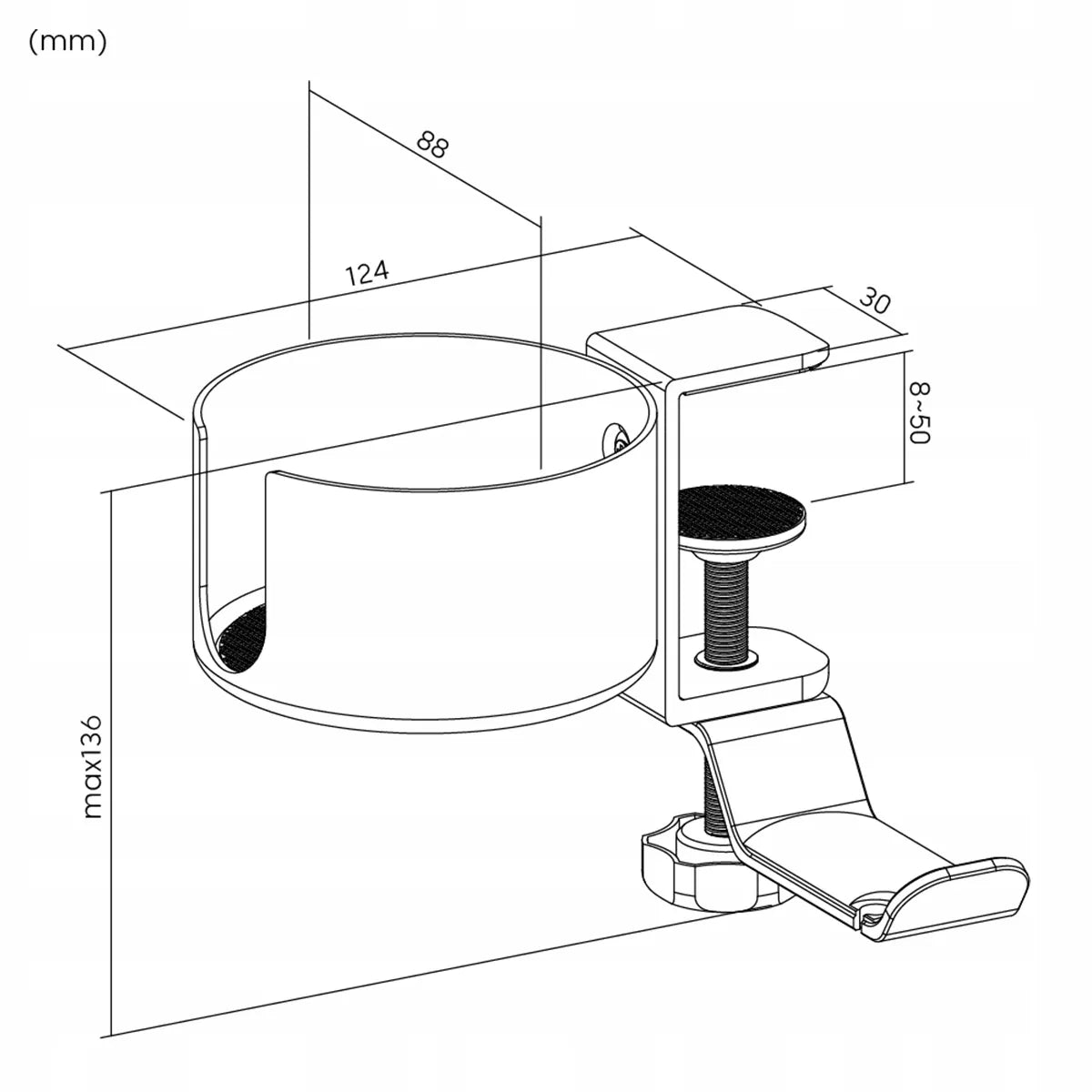 Universalus neinvazinis laikiklis ausinėms, gėrimams ir kuprinei Spacetronik SPB024B, 10 kg, juodas
