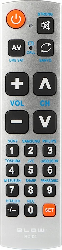 Universalus televizoriaus pultas „BLOW RC-04“ senjorams ir vaikams, dideli mygtukai