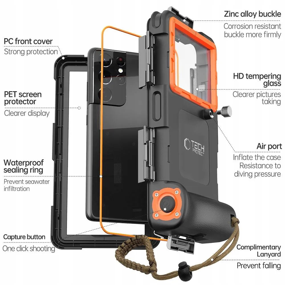Universalus vandeniui atsparus dėklas Tech-Protect IPX8 Universal Diving Waterproof