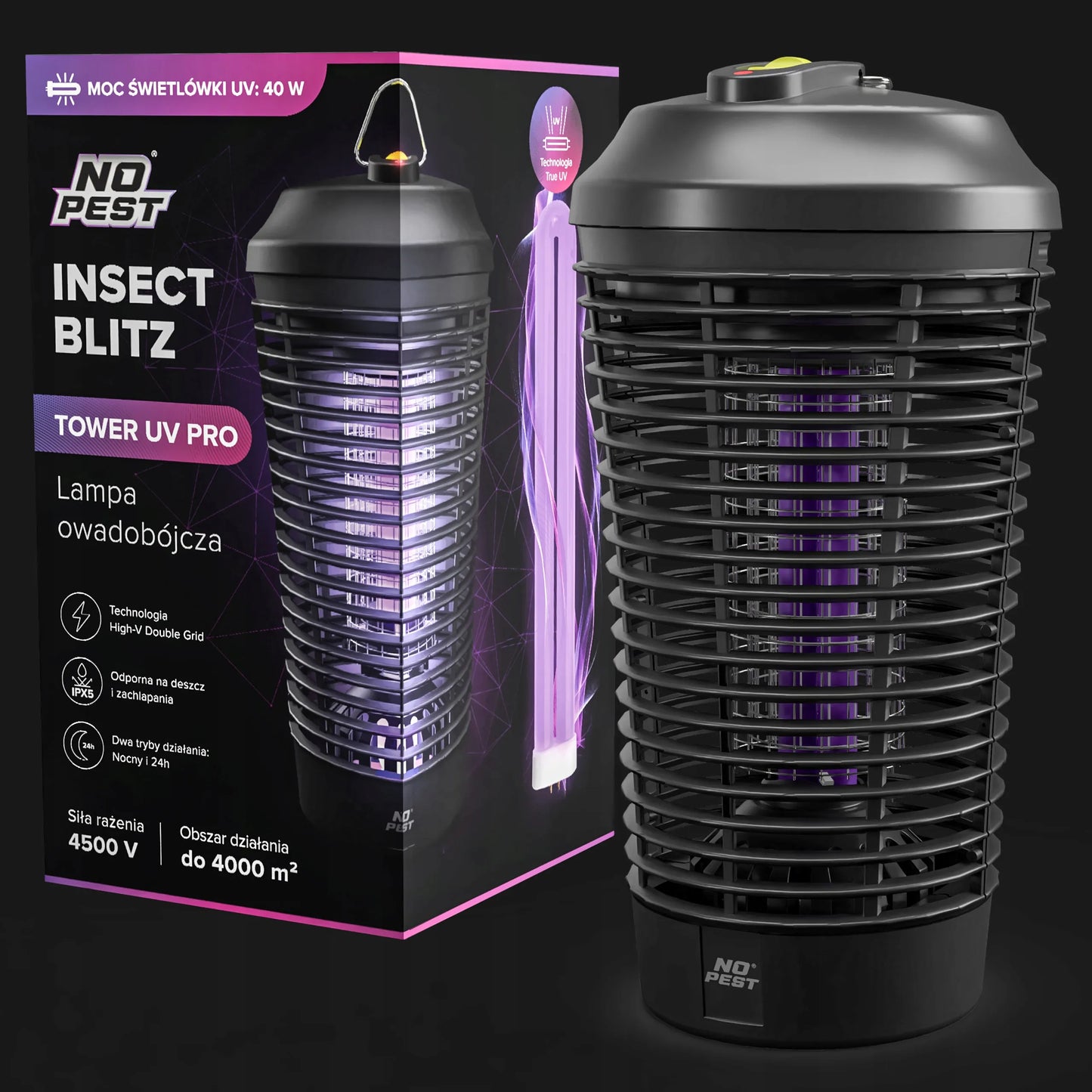 UV vabzdžių gaudyklė nuo uodų, musių, kandžių 4500V 40W No Pest XXL