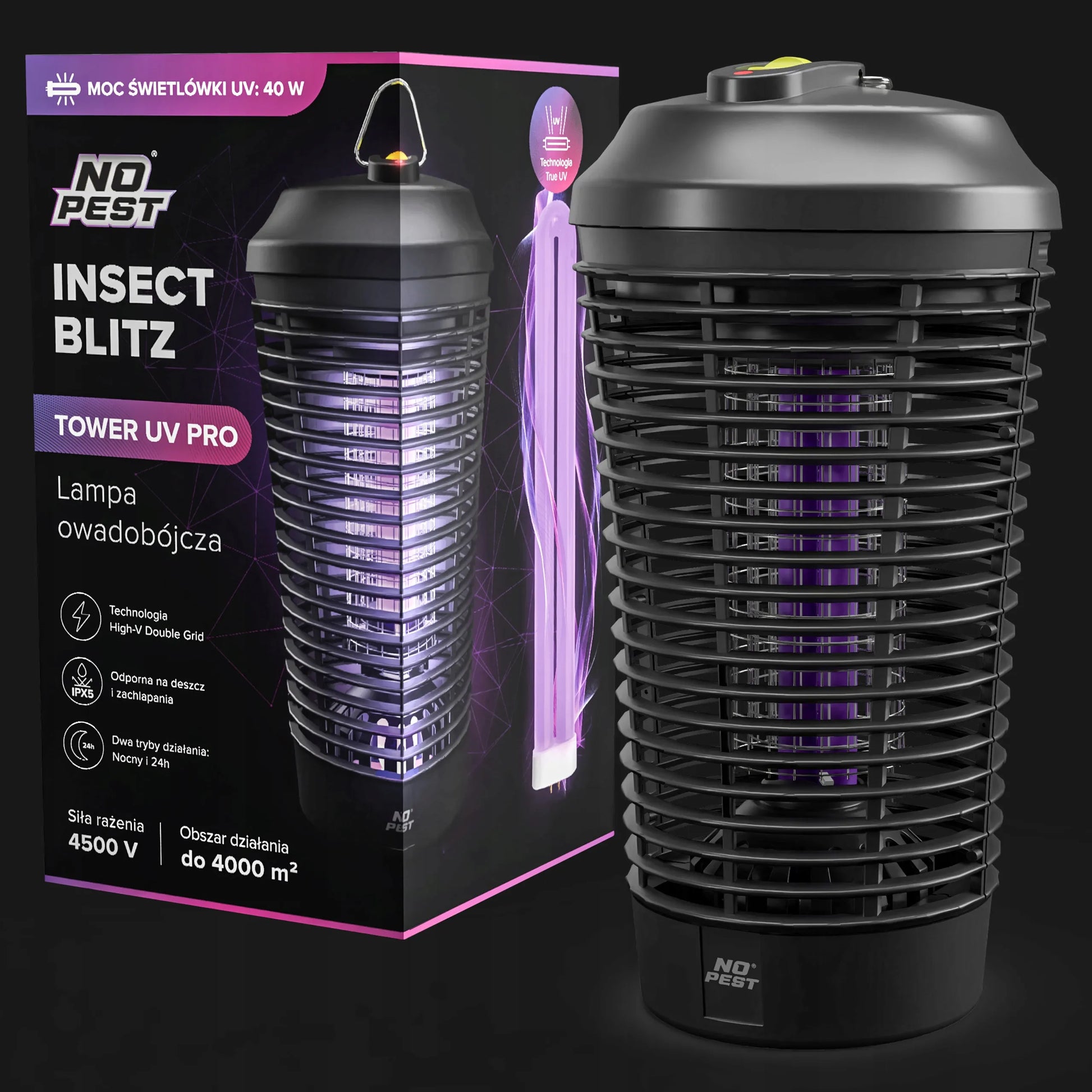 UV vabzdžių gaudyklė nuo uodų, musių, kandžių 4500V 40W No Pest XXL