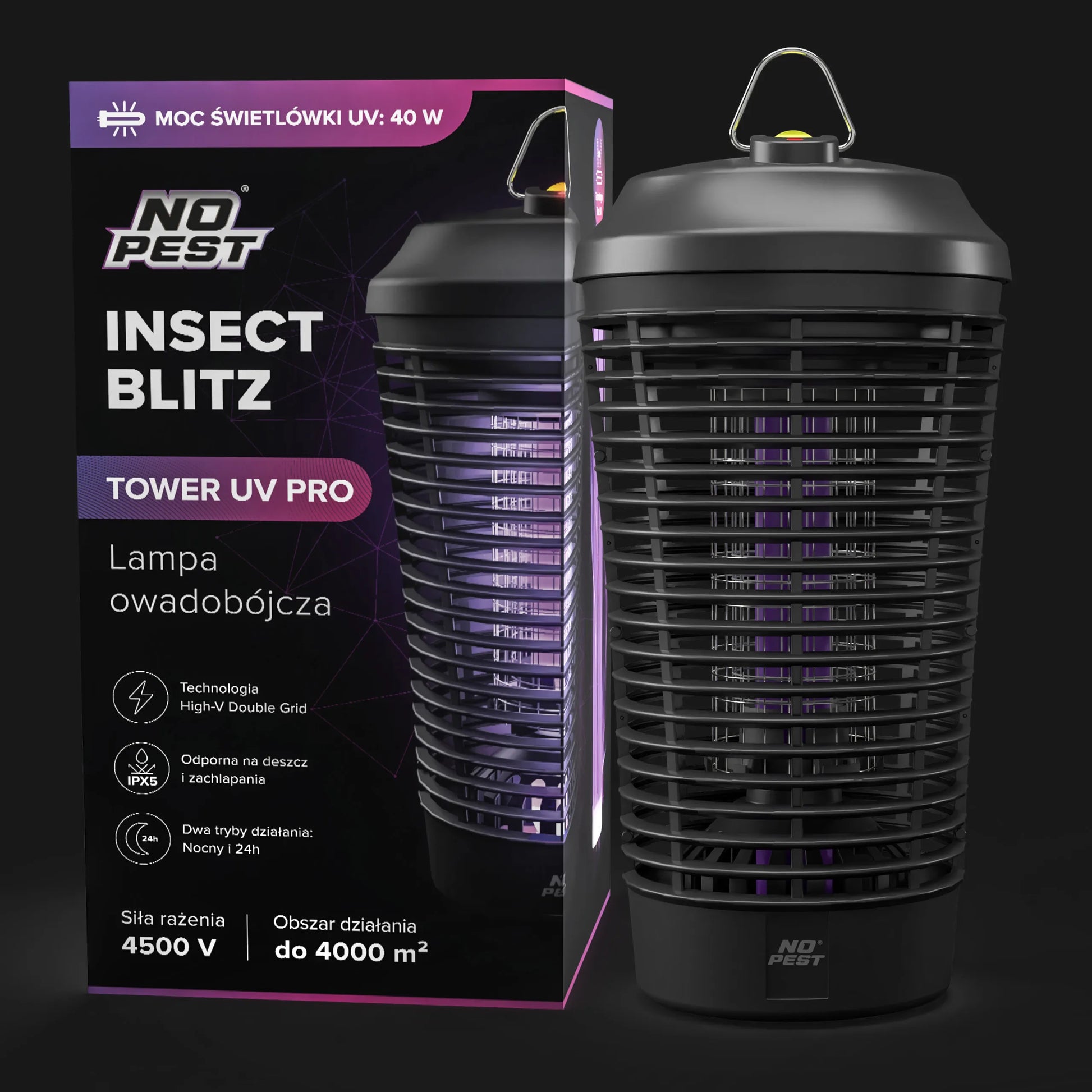 UV vabzdžių gaudyklė nuo uodų, musių, kandžių 4500V 40W No Pest XXL