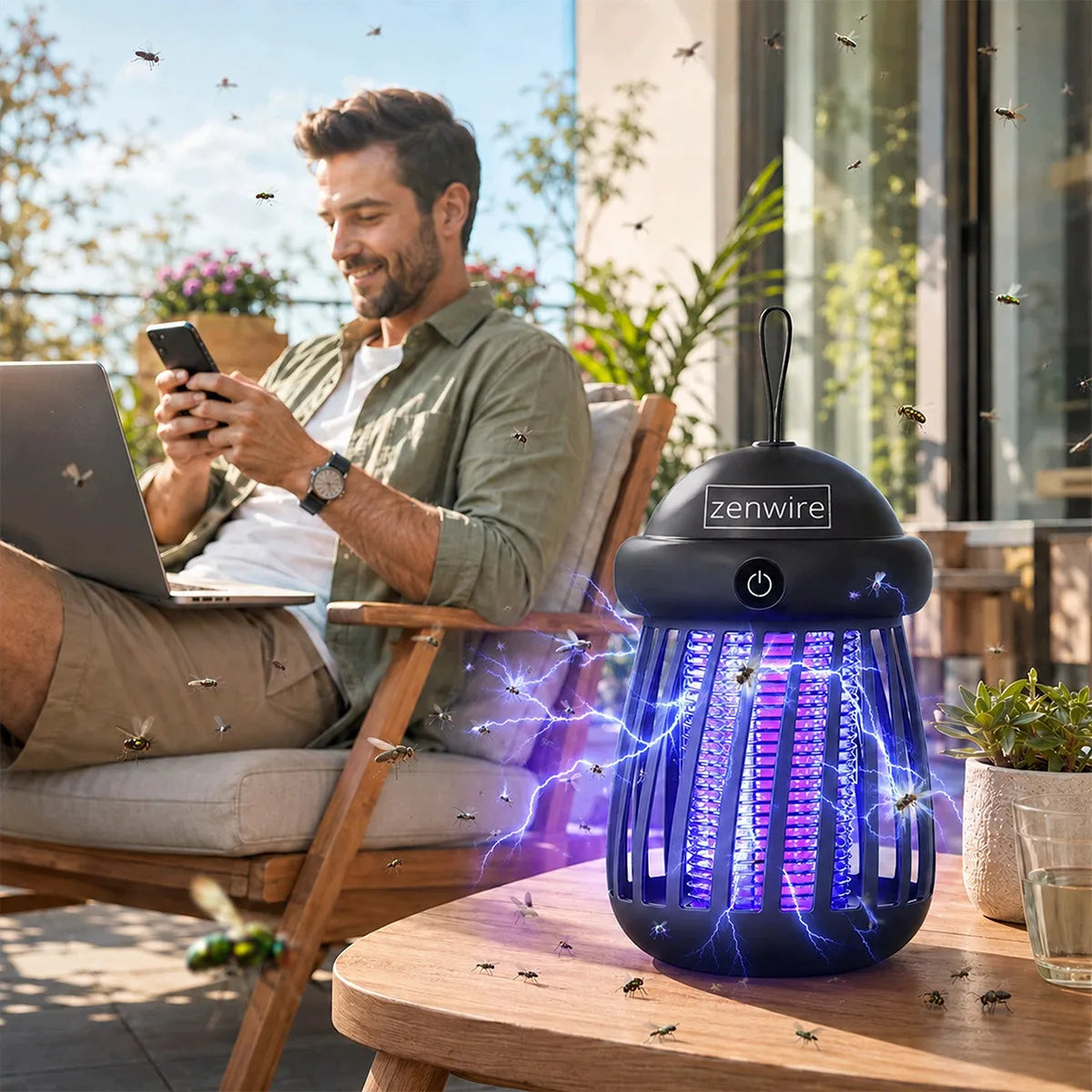 UV vabzdžių naikinimo lempa nuo uodų, musių, kandžių, įkraunama, išorinė, USB