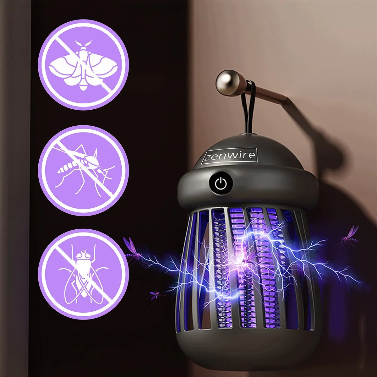 UV vabzdžių naikinimo lempa nuo uodų, musių, kandžių, įkraunama, išorinė, USB